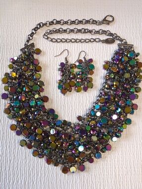 ☀️ Paparazzi Zi Retired 2021 Vivacious Necklace and Earrings - Oil Spill